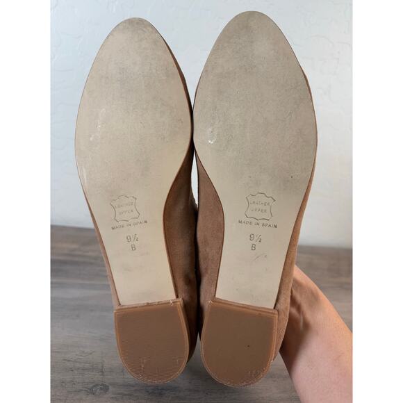 French Sole Halo Make up Suede Ballet Flat Shoes Bow Tan Leather size 9.5 EUC - Picture 10 of 14